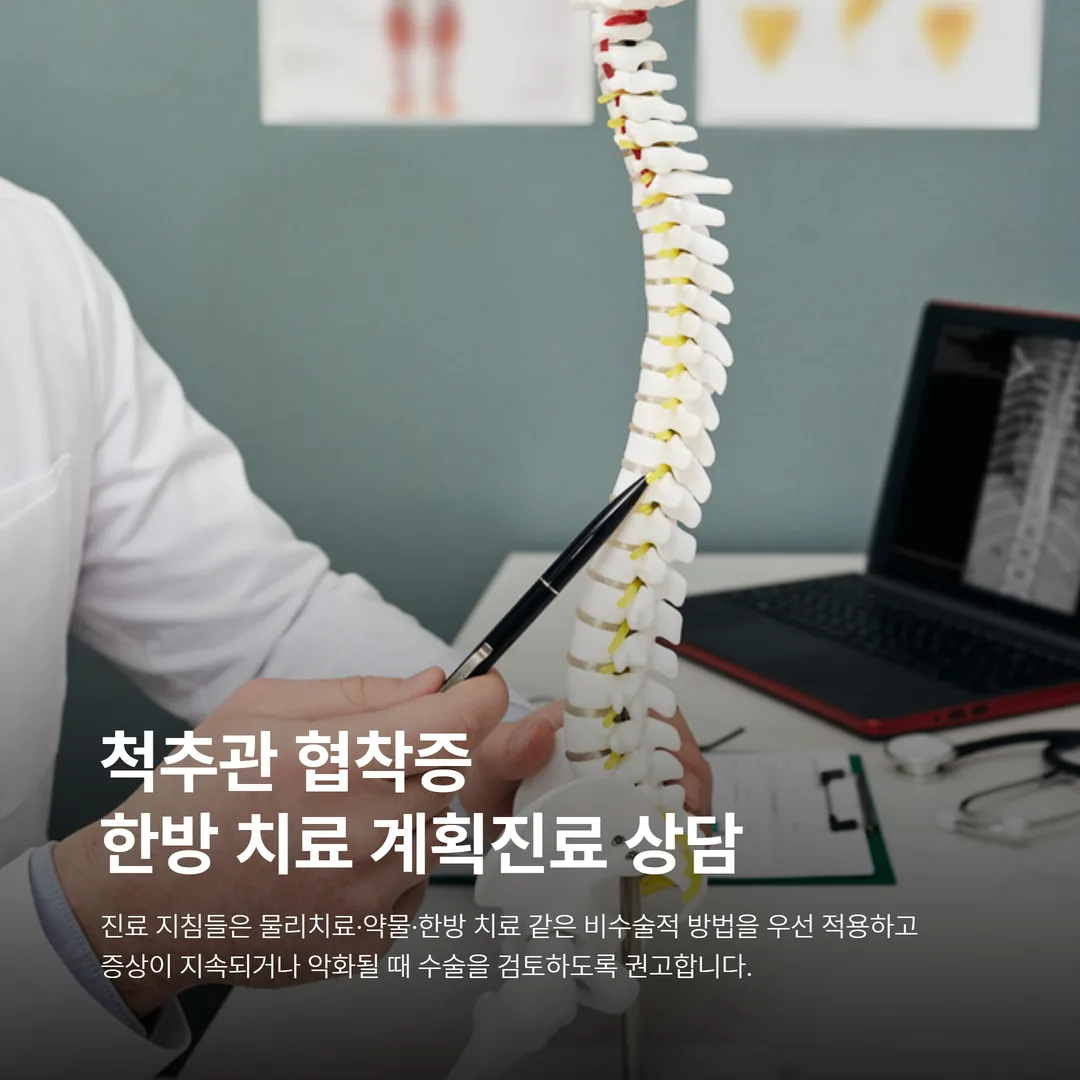 척추관 협착증 한방 치료 계획을 설명하는 진료 상담 모습