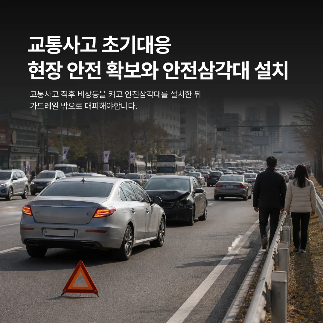 교통사고 초기대응 현장 안전 확보와 안전삼각대 설치