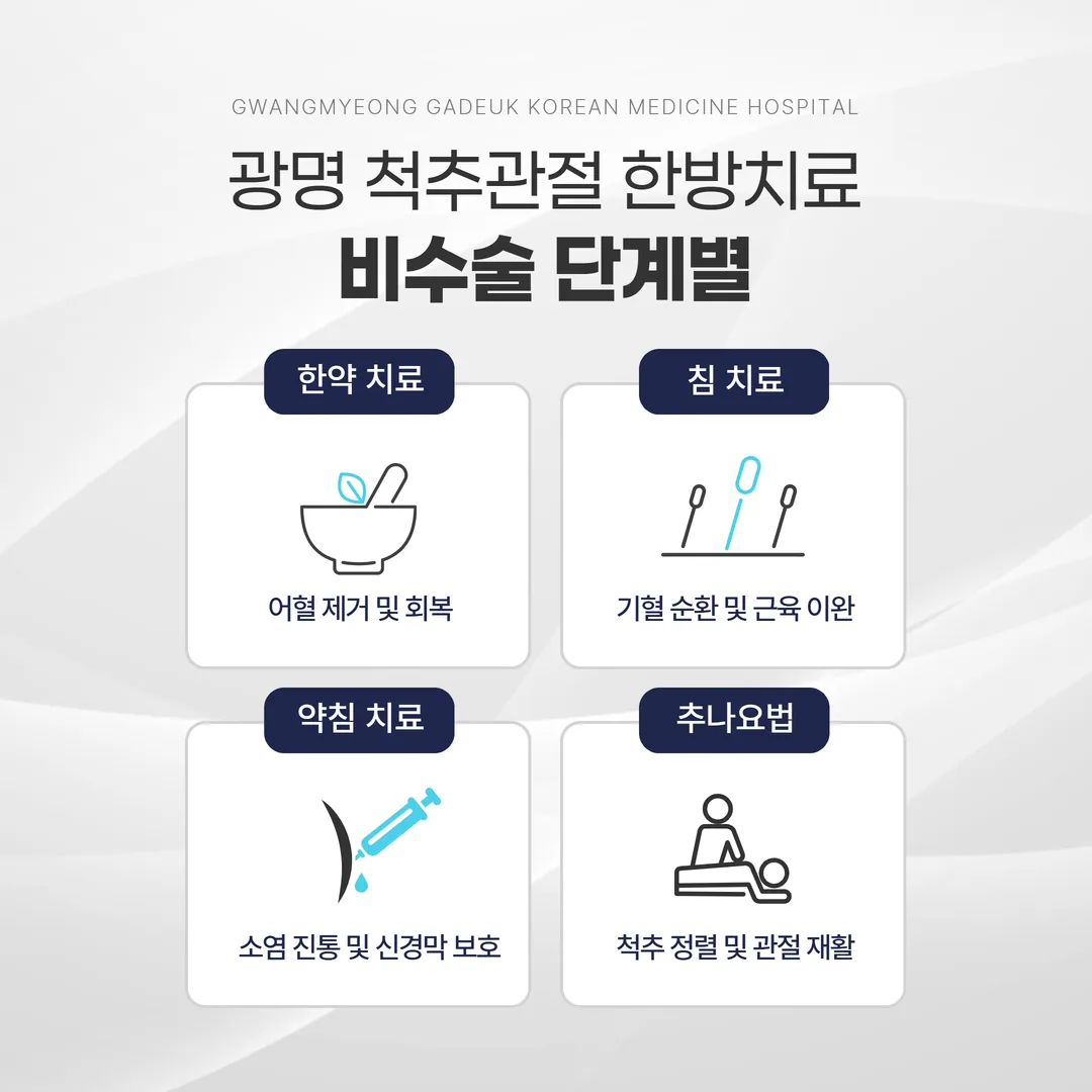 광명 척추관절 한방치료 비수술 단계별 접근 인포그래픽