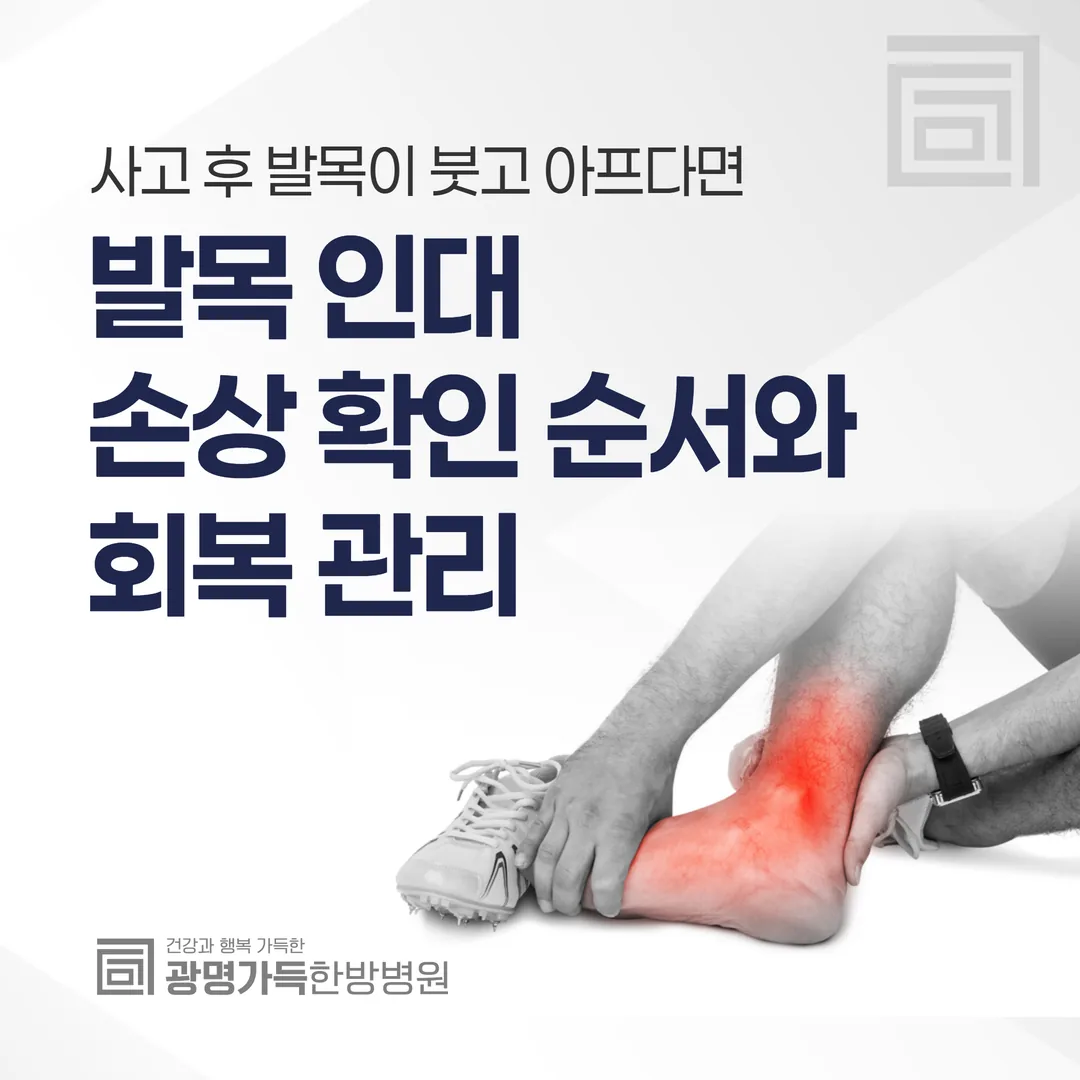 사고 후 발목이 붓고 아프다면 — 발목 인대 손상 확인 순서와 회복 관리