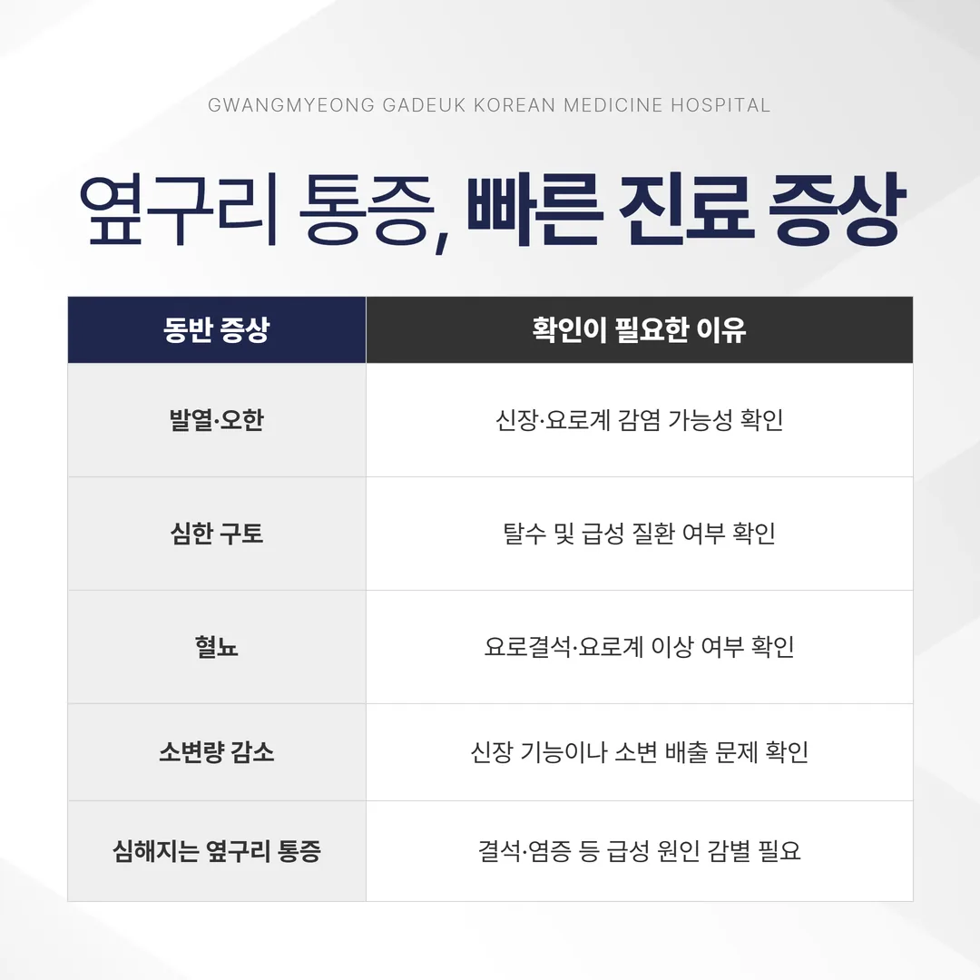 옆구리 통증에서 즉시 진료가 필요한 동반 증상 정리