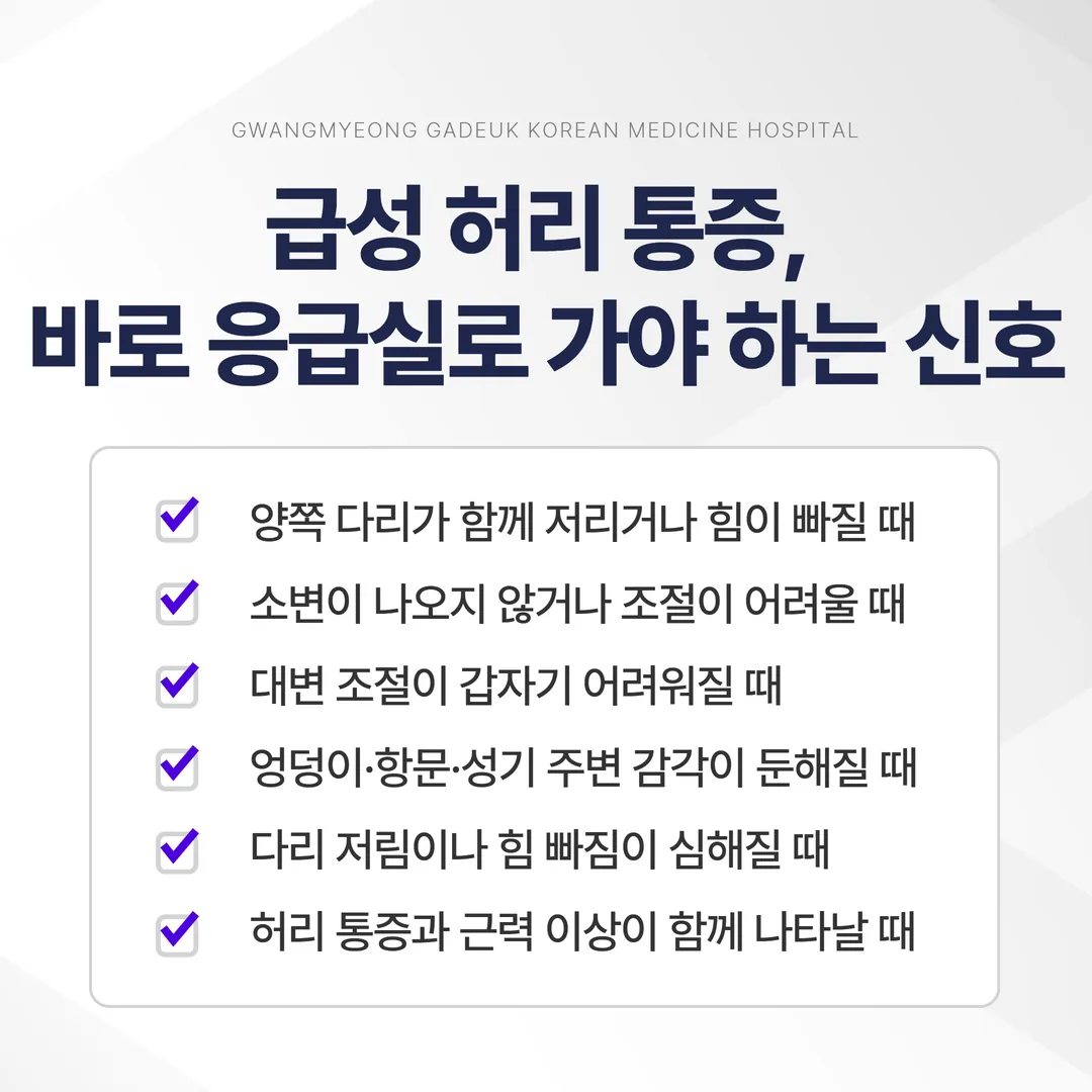 급성 허리 통증에서 응급실로 가야 하는 신호 정리