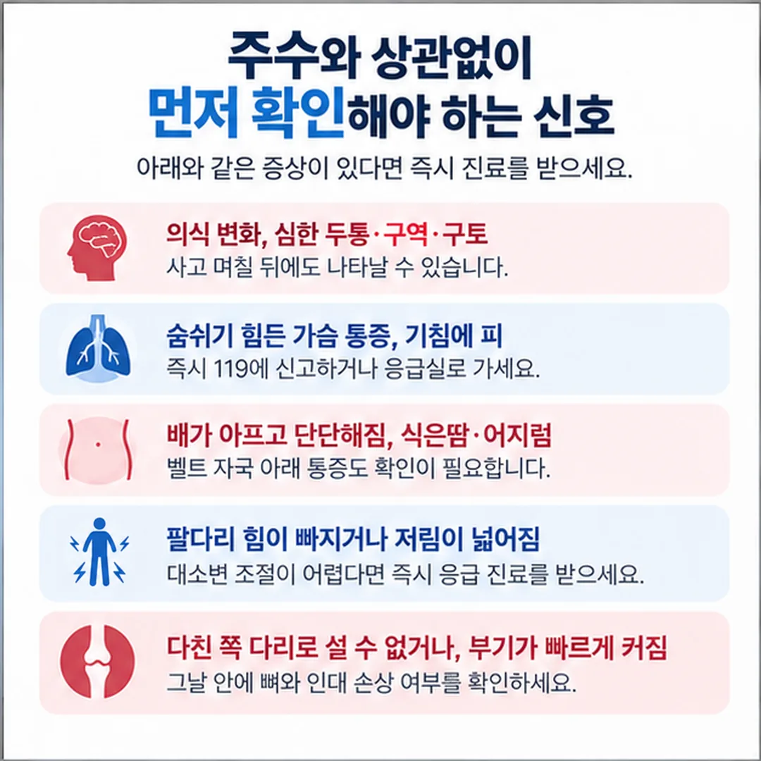 교통사고 후 증상 경과 기록표 견본