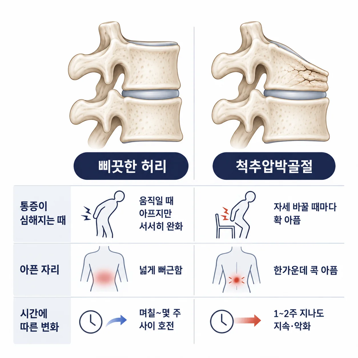 척추압박골절 안정기에 움직임을 단계적으로 늘리는 순서 흐름도